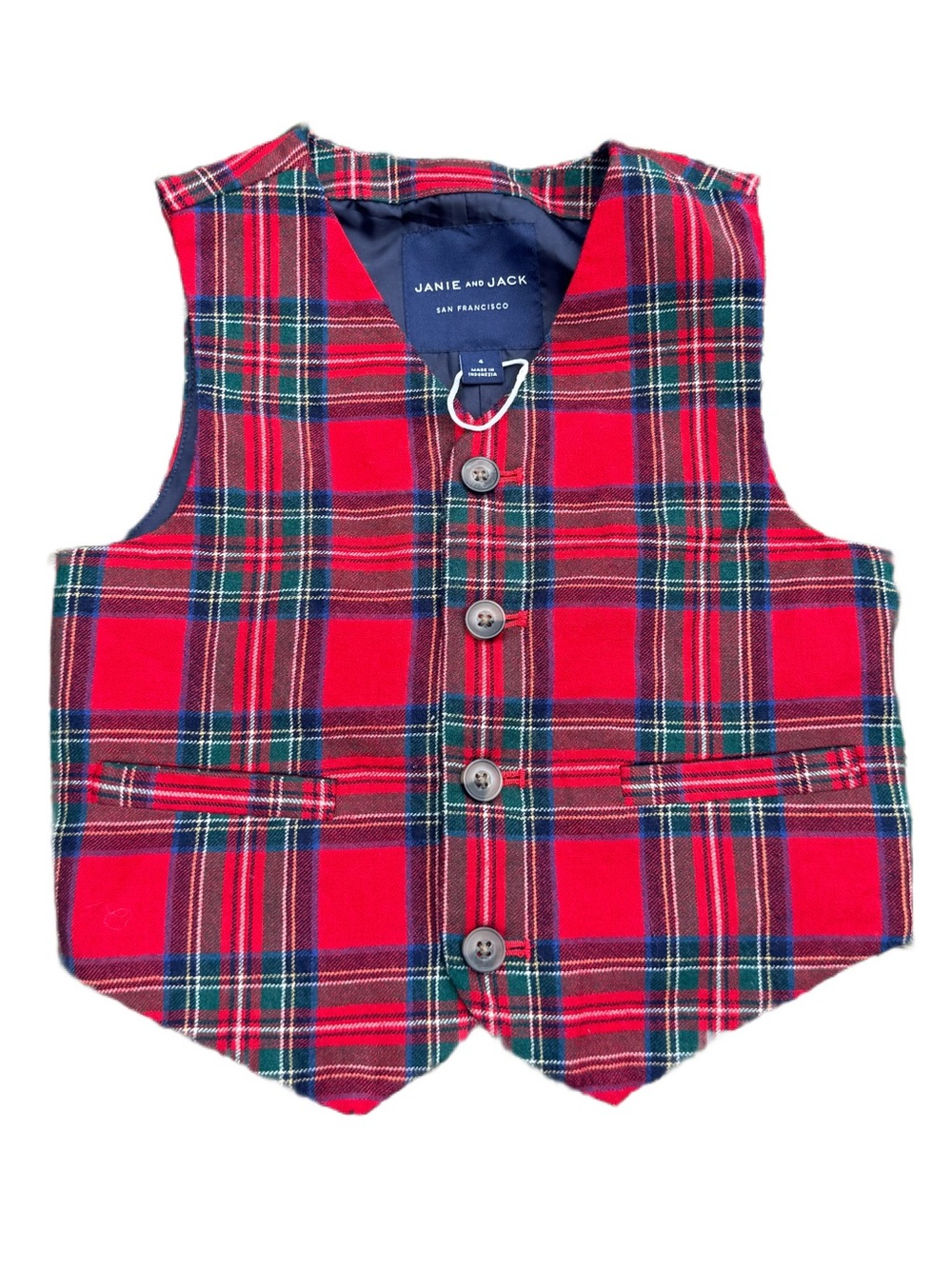 Janie and Jack Red Plaid Kids Vest holiday